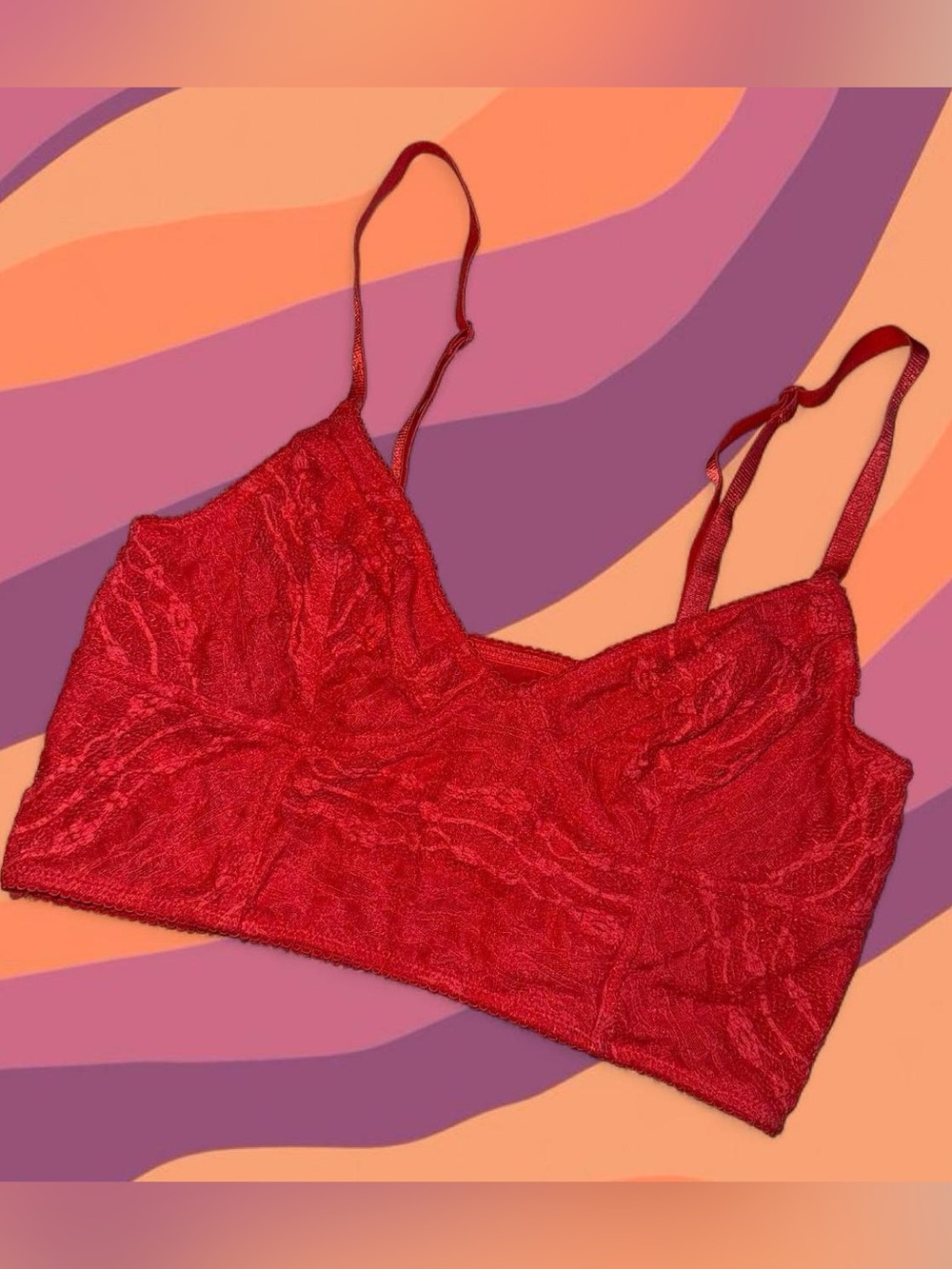 Free People Red Lace Bralette with Adjustable Straps